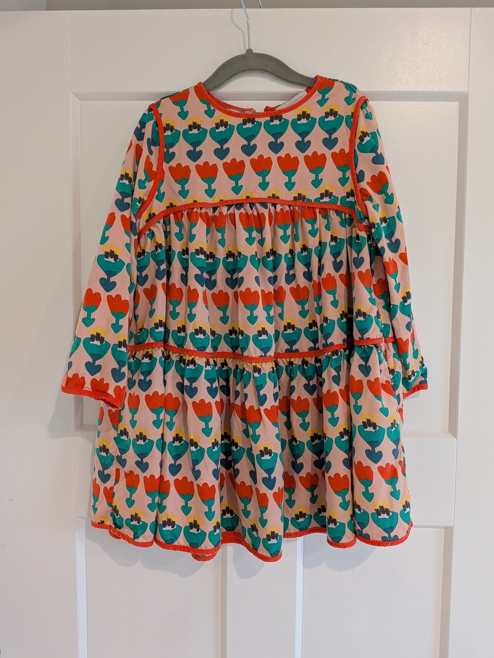 Stella McCartney Kids Coral, Teal & Cream Tiered Floral Dress